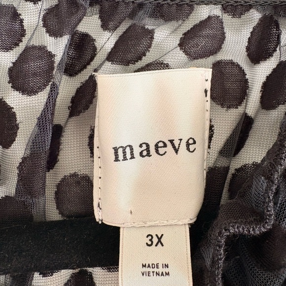 Maeve Anthropologie Smocked High-Neck Tiered Tank Black Sheer Polka Dot 3X NWT - Picture 6 of 7